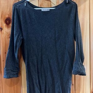 Roz & Ali Black Long Sleeve Crewneck Top